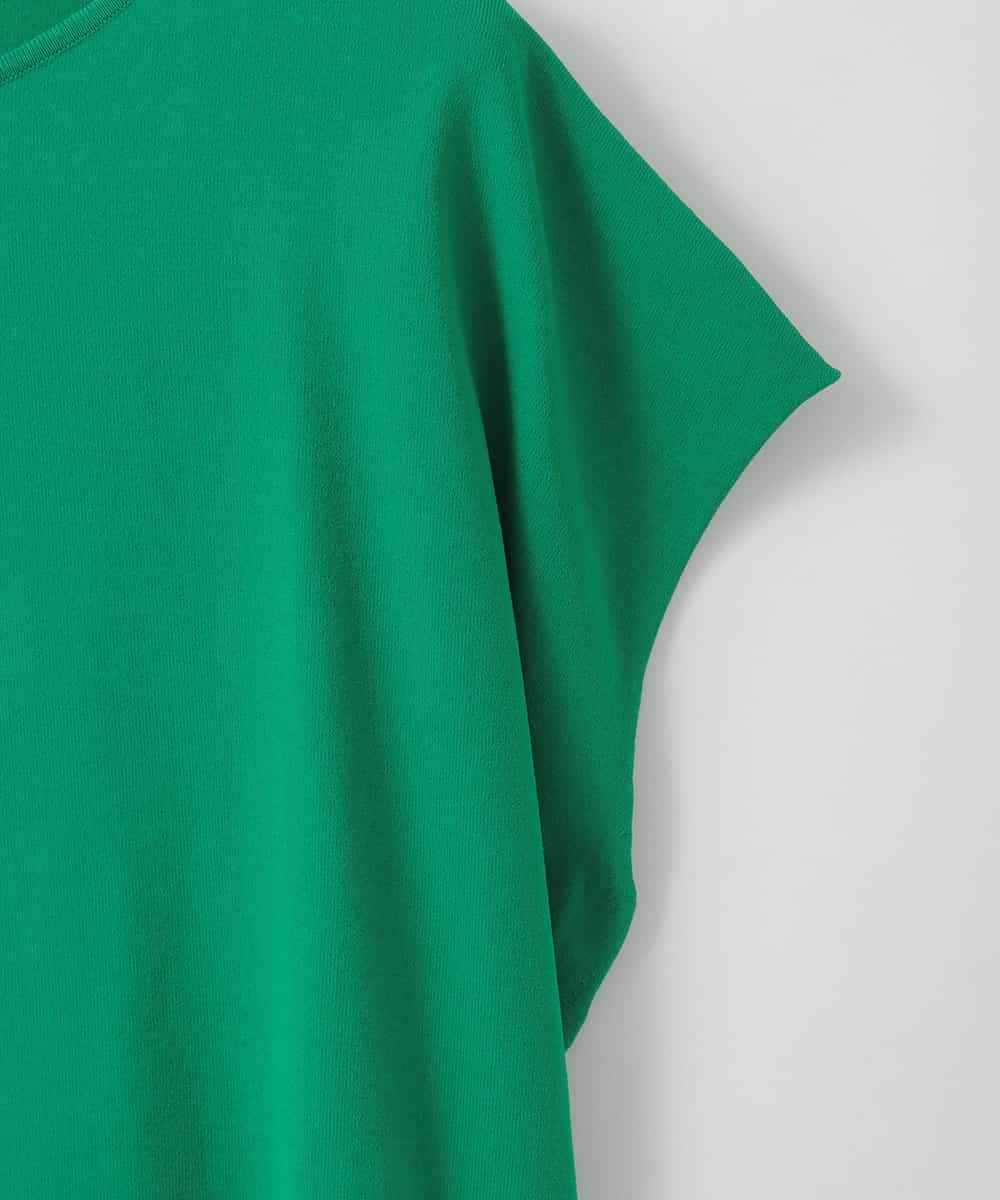 ZMFGE13100 al'aise modulation(アレーズモジュレーション) 【洗える】フレンチスリーブカットソー グリーン