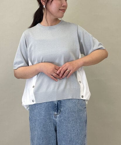 ZMFGE14089 al'aise modulation バルーンヘム異素材ジョイントプルオーバー