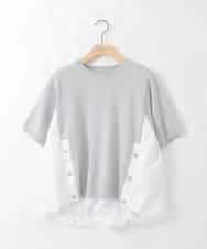 ZMFGE14089 al'aise modulation(アレーズモジュレーション) バルーンヘム異素材ジョイントプルオーバー ライトグレー