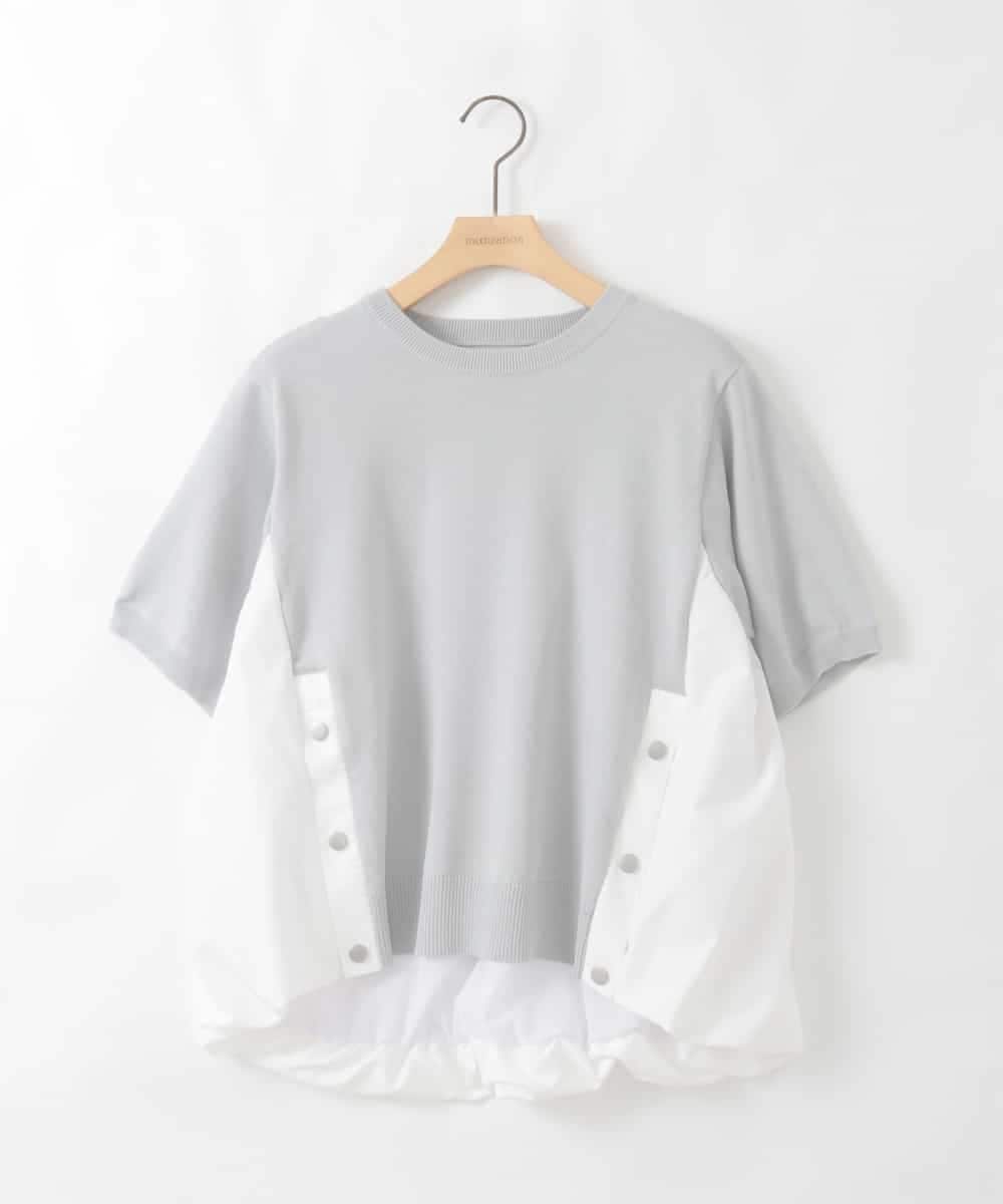 ZMFGE14089 al'aise modulation(アレーズモジュレーション) バルーンヘム異素材ジョイントプルオーバー ライトグレー