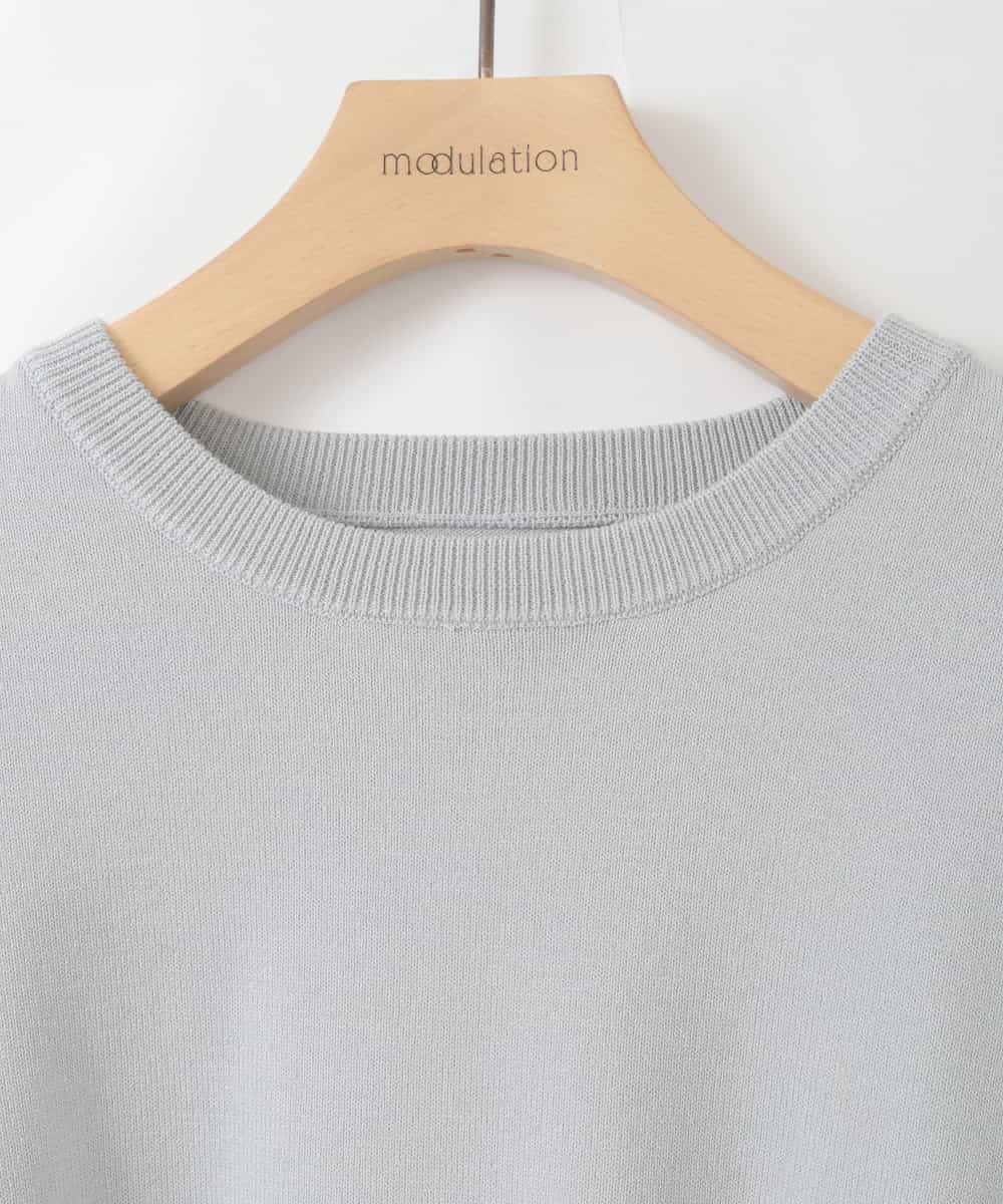 ZMFGE14089 al'aise modulation(アレーズモジュレーション) バルーンヘム異素材ジョイントプルオーバー ライトグレー