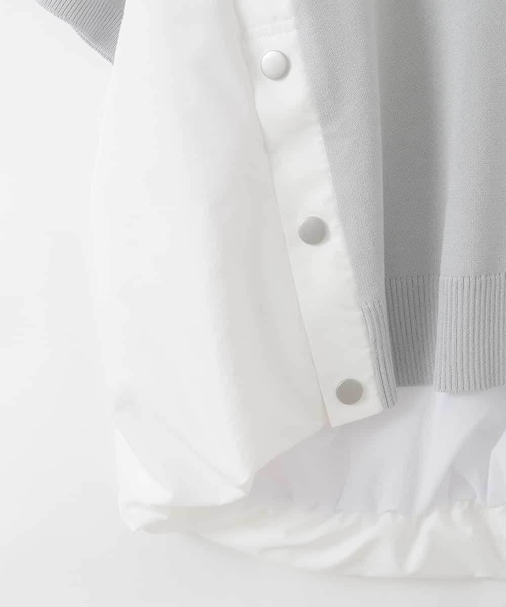 ZMFGE14089 al'aise modulation(アレーズモジュレーション) バルーンヘム異素材ジョイントプルオーバー ライトグレー