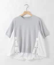 ZMFGE14089 al'aise modulation(アレーズモジュレーション) バルーンヘム異素材ジョイントプルオーバー ライトグレー