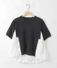 ZMFGE14089 al'aise modulation(アレーズモジュレーション) バルーンヘム異素材ジョイントプルオーバー ブラック