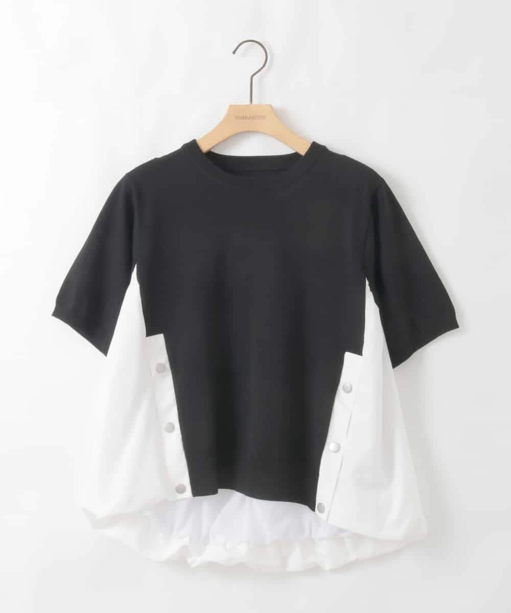 ZMFGE14089 al'aise modulation(アレーズモジュレーション) バルーンヘム異素材ジョイントプルオーバー ブラック