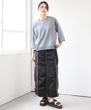 ZMFGE15098 al'aise modulation(アレーズモジュレーション) 【セットアップ対応・洗える】ラメドロストニットプルオーバー ダークグレー