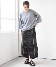 ZMFGE15098 al'aise modulation(アレーズモジュレーション) 【セットアップ対応・洗える】ラメドロストニットプルオーバー ダークグレー