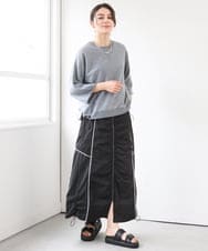 ZMFGE15098 al'aise modulation(アレーズモジュレーション) 【セットアップ対応・洗える】ラメドロストニットプルオーバー ダークグレー