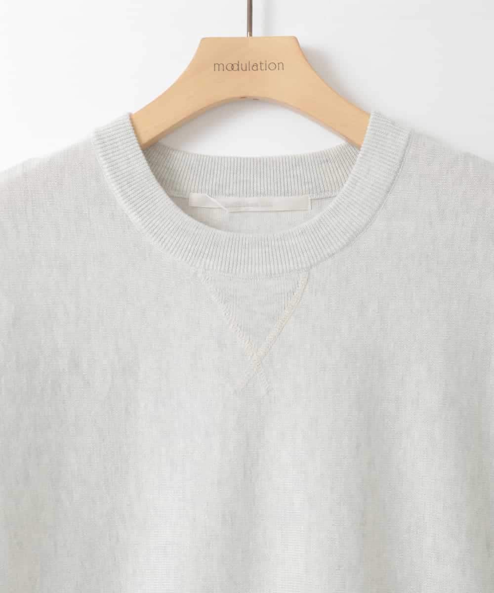 ZMFGE15098 al'aise modulation(アレーズモジュレーション) 【セットアップ対応・洗える】ラメドロストニットプルオーバー ライトグレー