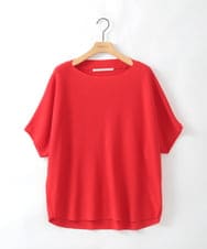 ZMFGE16098 al'aise modulation(アレーズモジュレーション) 【洗える】ドロップショルダーニットプルオーバー レッド