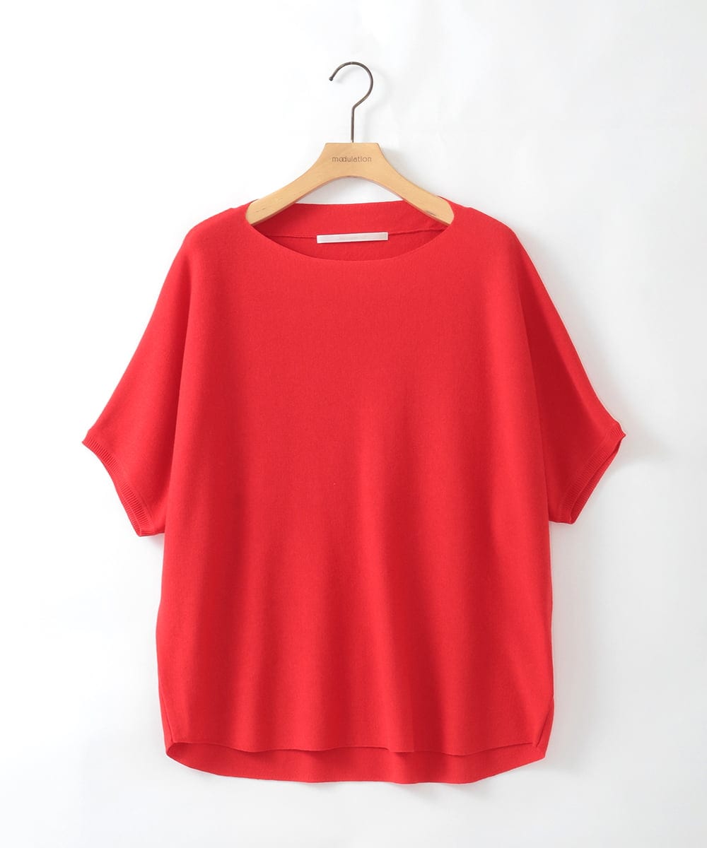 ZMFGE16098 al'aise modulation(アレーズモジュレーション) 【洗える】ドロップショルダーニットプルオーバー レッド