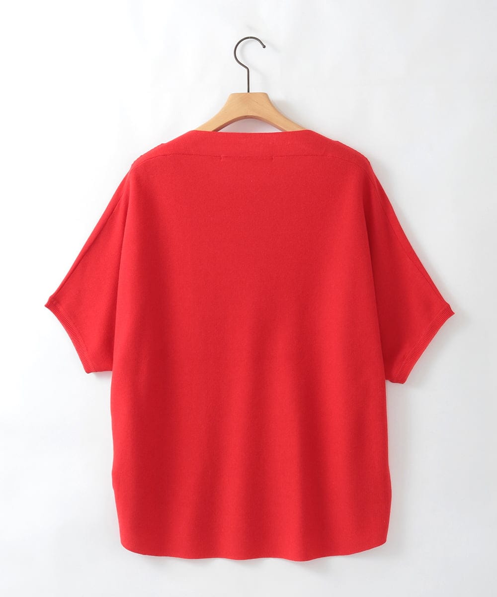 ZMFGE16098 al'aise modulation(アレーズモジュレーション) 【洗える】ドロップショルダーニットプルオーバー レッド