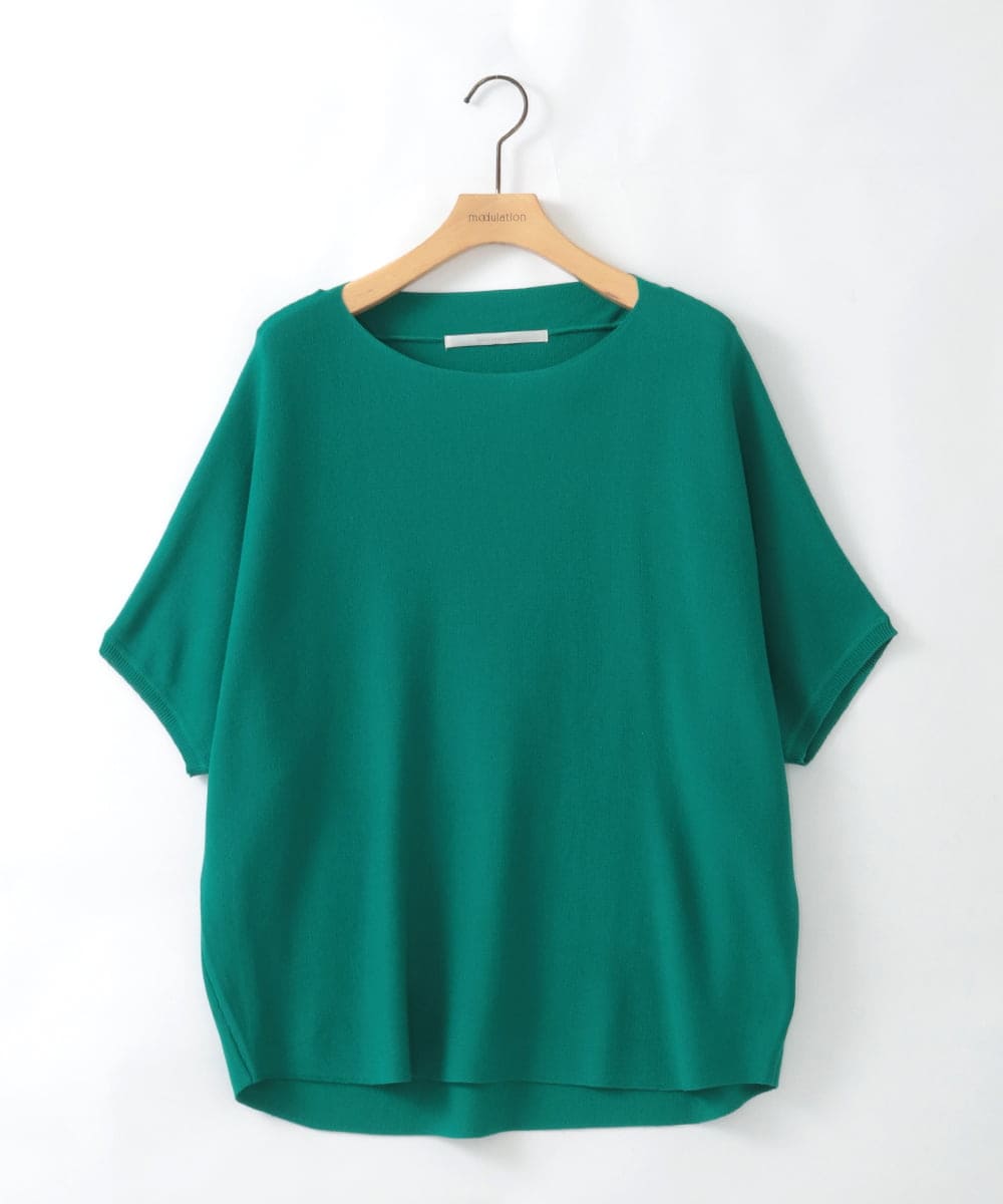 ZMFGE16098 al'aise modulation(アレーズモジュレーション) 【洗える】ドロップショルダーニットプルオーバー グリーン