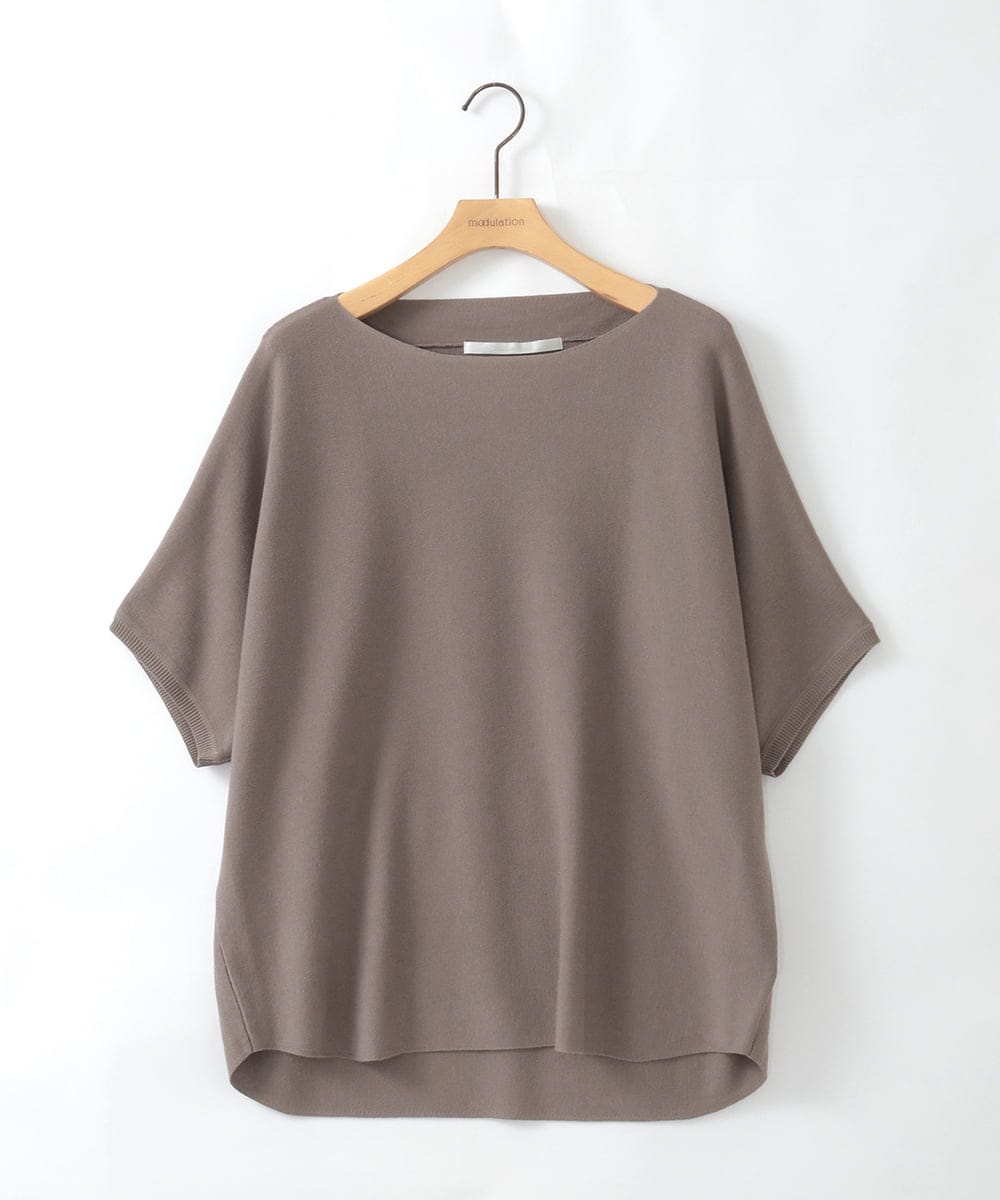 ZMFGE16098 al'aise modulation(アレーズモジュレーション) 【洗える】ドロップショルダーニットプルオーバー ベージュ