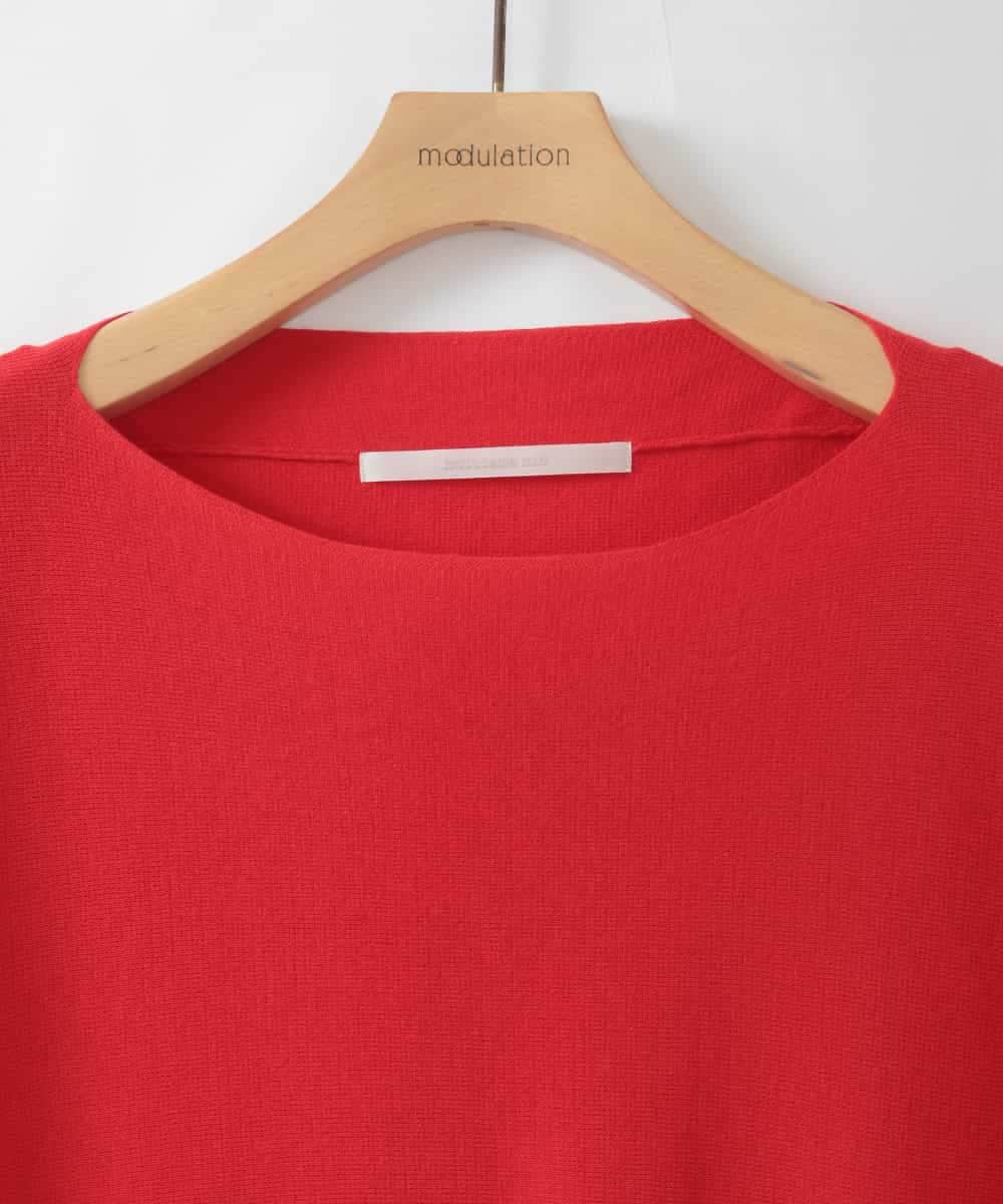 ZMFGE16098 al'aise modulation(アレーズモジュレーション) 【洗える】ドロップショルダーニットプルオーバー レッド