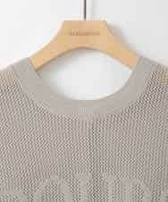 ZMFGE17120 al'aise modulation(アレーズモジュレーション) 【洗える/2WAY】ロゴメッシュニットプルオーバー ライトグレー