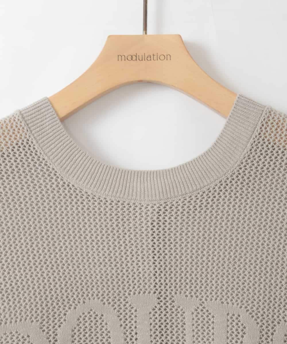 ZMFGE17120 al'aise modulation(アレーズモジュレーション) 【洗える/2WAY】ロゴメッシュニットプルオーバー ライトグレー