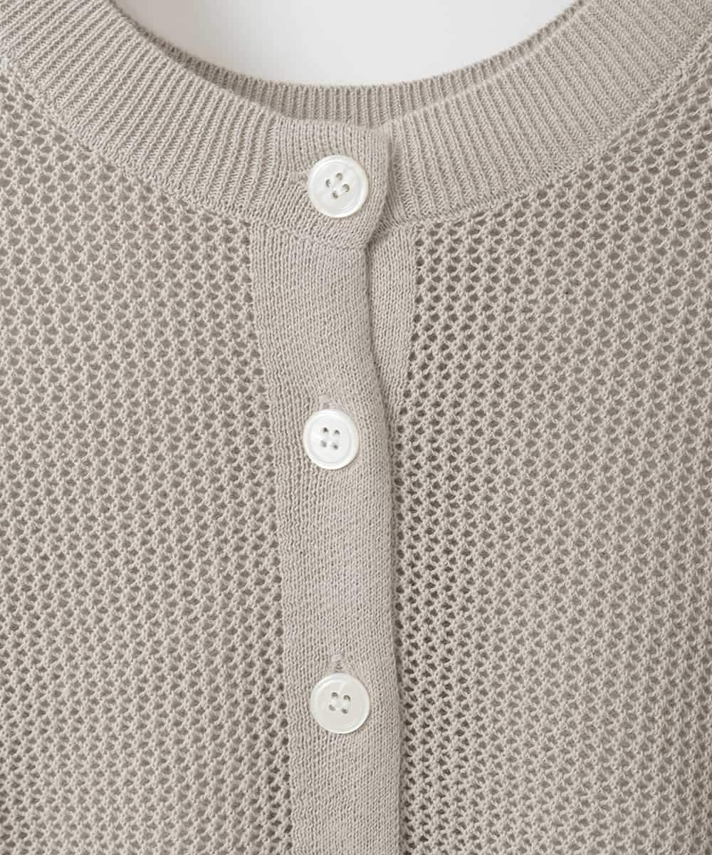 ZMFGE17120 al'aise modulation(アレーズモジュレーション) 【洗える/2WAY】ロゴメッシュニットプルオーバー ライトグレー