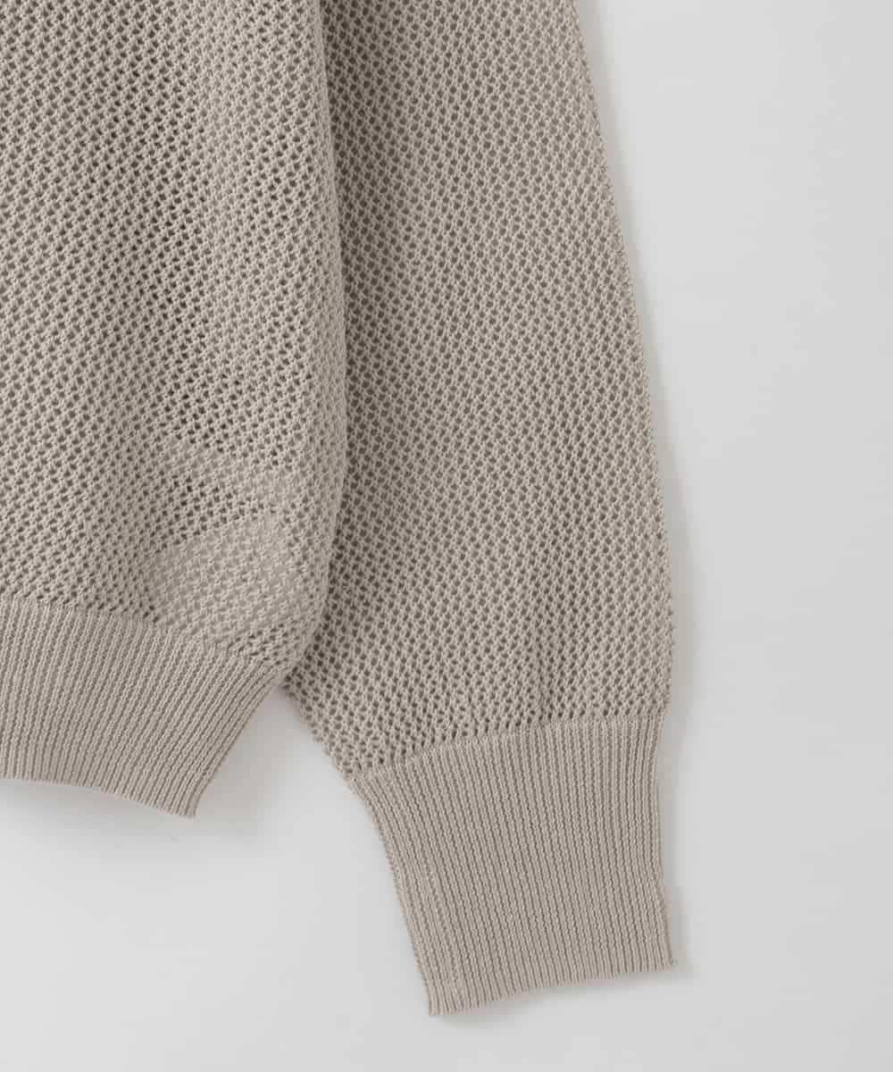 ZMFGE17120 al'aise modulation(アレーズモジュレーション) 【洗える/2WAY】ロゴメッシュニットプルオーバー ライトグレー