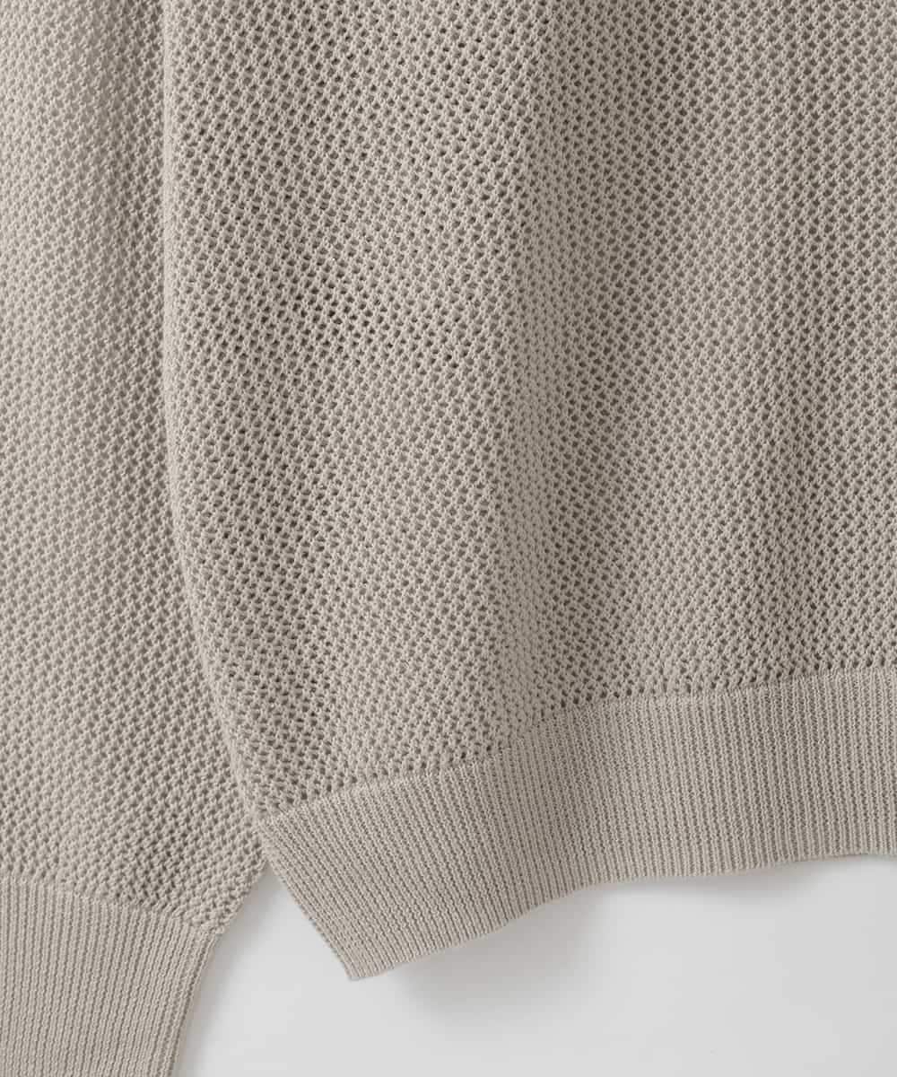 ZMFGE17120 al'aise modulation(アレーズモジュレーション) 【洗える/2WAY】ロゴメッシュニットプルオーバー ライトグレー