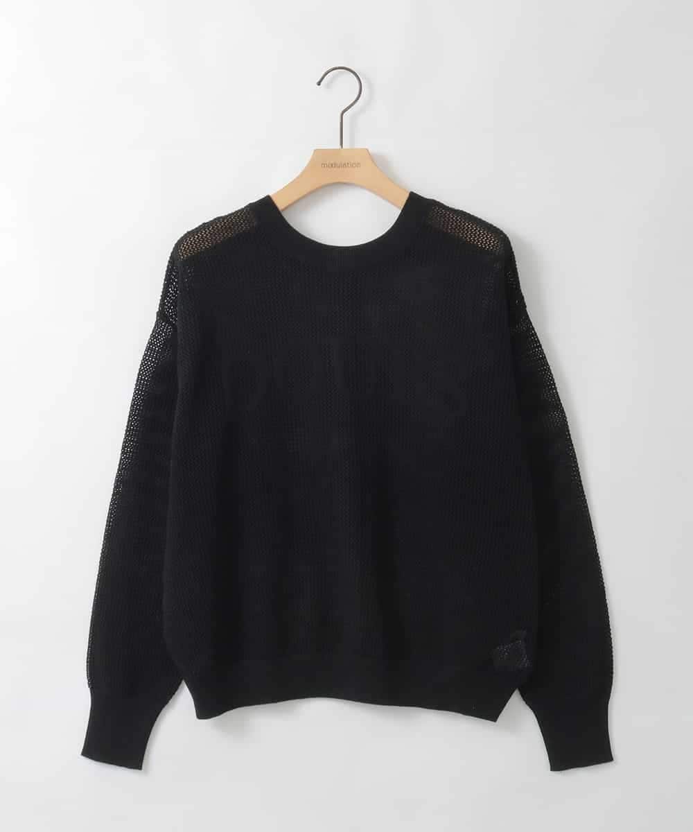 ZMFGE17120 al'aise modulation(アレーズモジュレーション) 【洗える/2WAY】ロゴメッシュニットプルオーバー ブラック