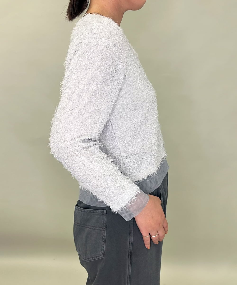 ZMFJB04098 al'aise modulation(アレーズモジュレーション) ロゴアクセントシャギープルオーバー ライトグレー