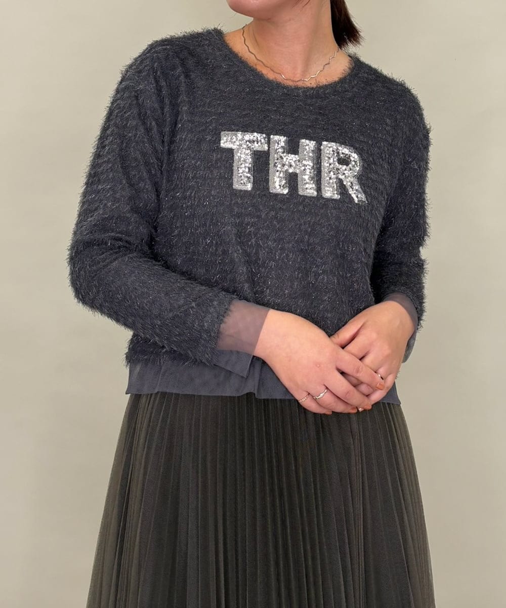 ZMFJB04098 al'aise modulation(アレーズモジュレーション) ロゴアクセントシャギープルオーバー ダークグレー