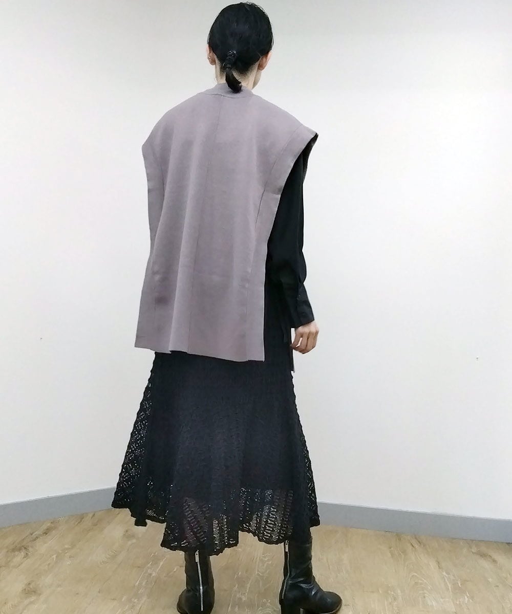 ZMFJQ06075 al'aise modulation(アレーズモジュレーション) アーチスリットニットベスト パープル