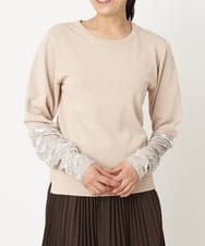 ZMFJT02130 al'aise modulation(アレーズモジュレーション) ベロアジョイントニットプルオーバー ベージュ