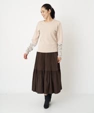 ZMFJT02130 al'aise modulation(アレーズモジュレーション) ベロアジョイントニットプルオーバー ベージュ
