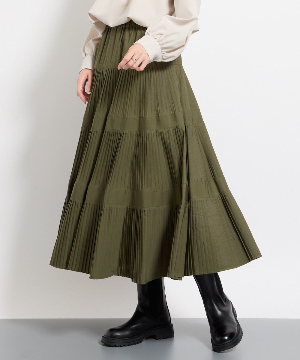 定番人気】ティアードプリーツスカート(ロング・マキシ丈スカート  