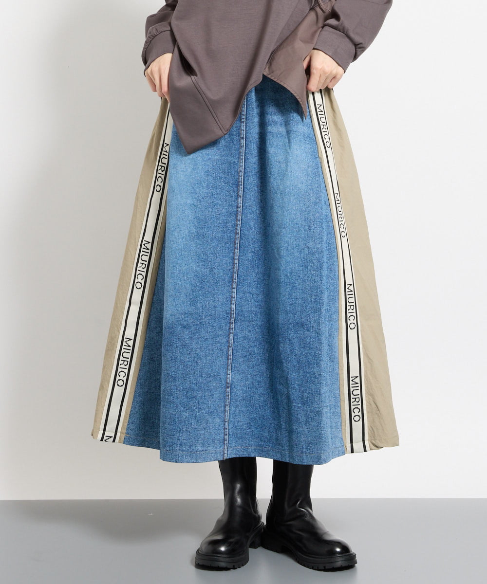サイドロゴ切替デニムスカート(ロング・マキシ丈スカート) | al 