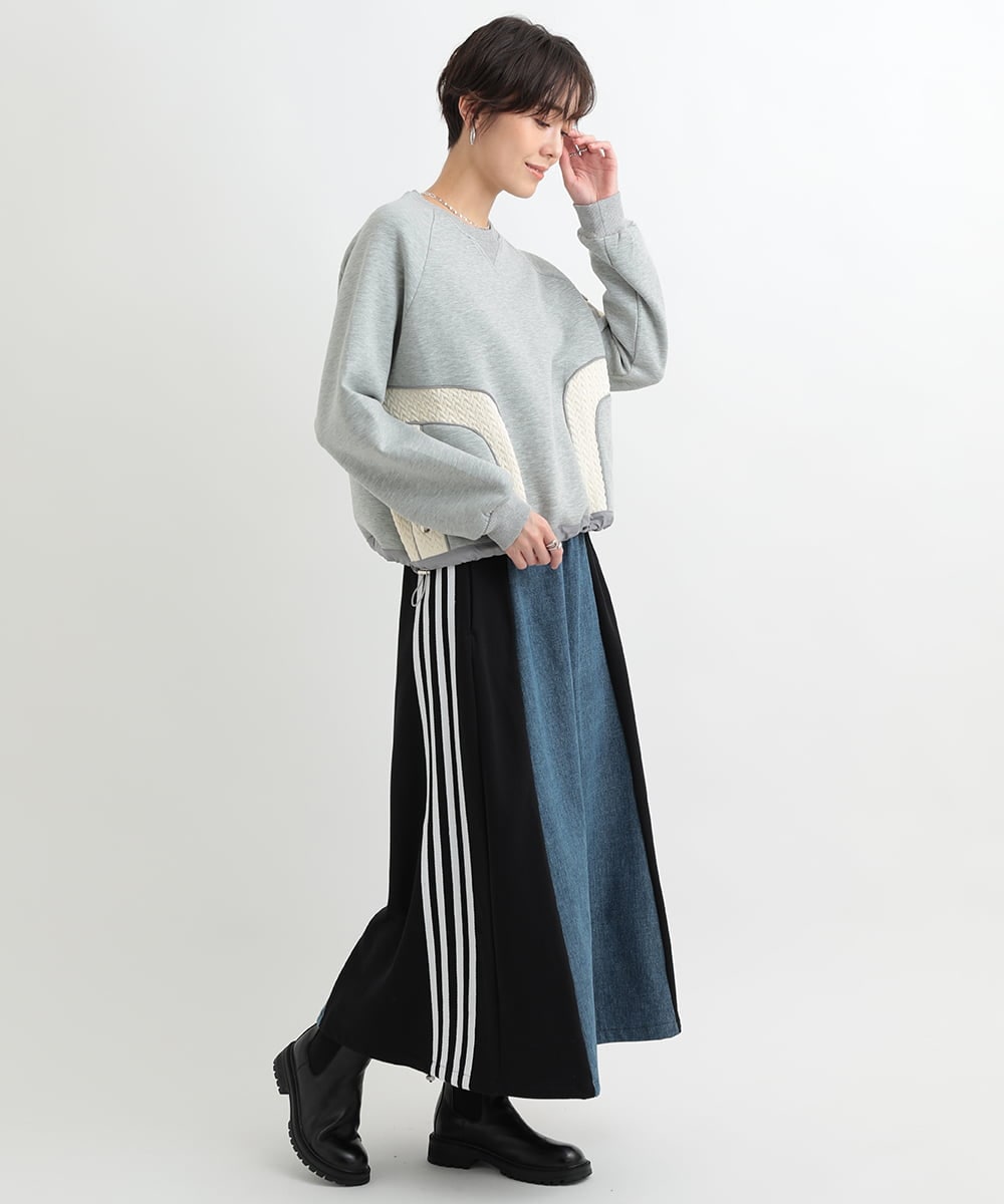 ZMHAC50110 al'aise modulation(アレーズモジュレーション) サイドラインデニムジョイントスカート ブラック