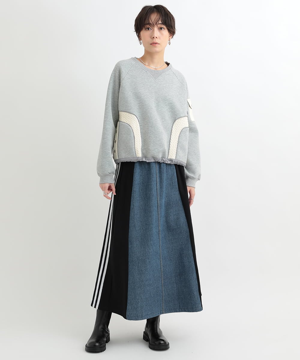 ZMHAC50110 al'aise modulation(アレーズモジュレーション) サイドラインデニムジョイントスカート ブラック