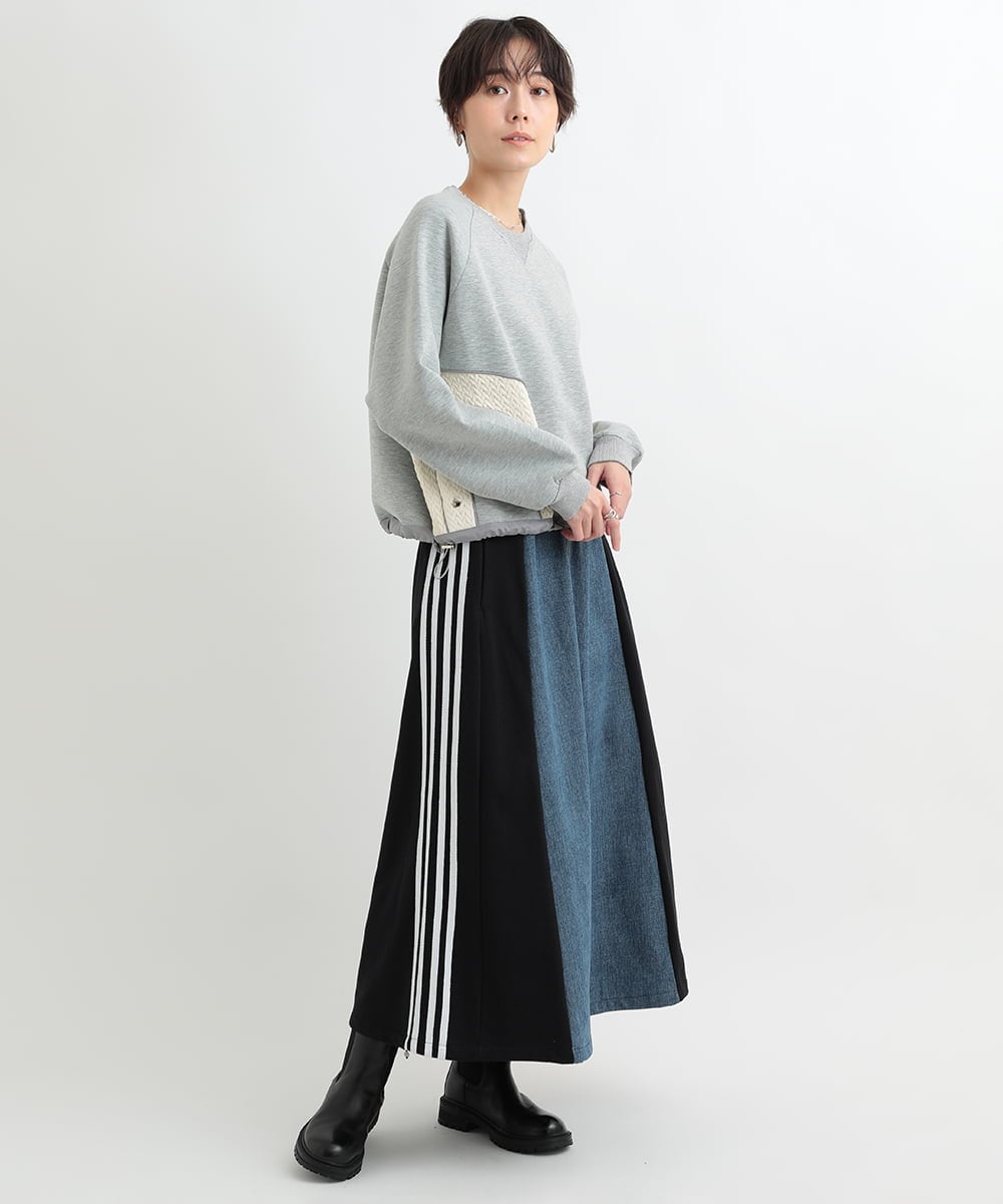 ZMHAC50110 al'aise modulation(アレーズモジュレーション) サイドラインデニムジョイントスカート ブラック