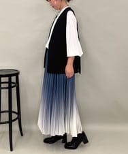 ZMHAE12120 al'aise modulation(アレーズモジュレーション) 【洗える】グラデーションプリーツスカート ライトブルー