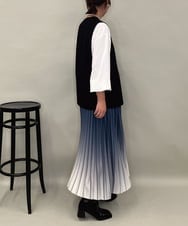 ZMHAE12120 al'aise modulation(アレーズモジュレーション) 【洗える】グラデーションプリーツスカート ライトブルー