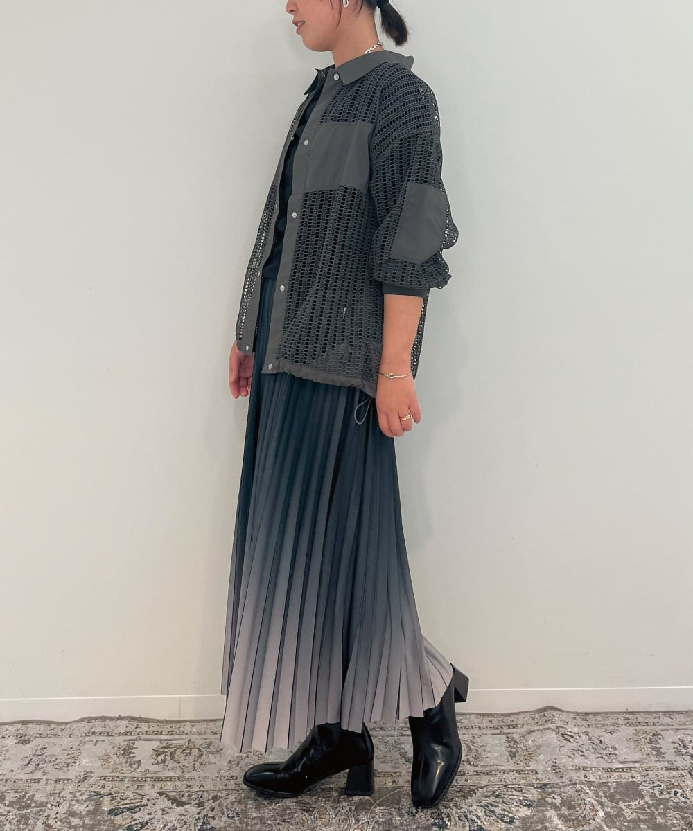 ZMHAE12120 al'aise modulation(アレーズモジュレーション) 【洗える】グラデーションプリーツスカート ブラック