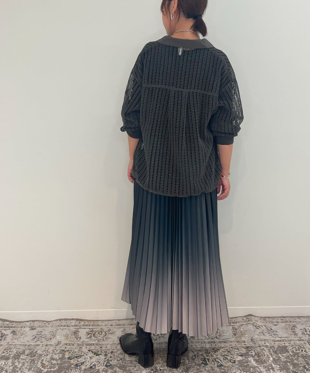 ZMHAE12120 al'aise modulation(アレーズモジュレーション) 【洗える】グラデーションプリーツスカート ブラック