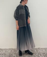 ZMHAE12120 al'aise modulation(アレーズモジュレーション) 【洗える】グラデーションプリーツスカート ブラック