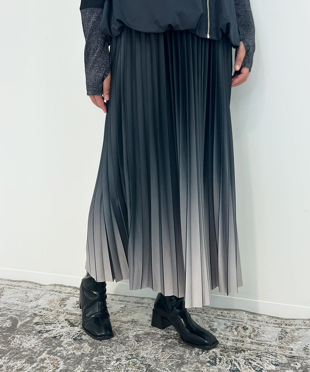 ZMHAE12120 al'aise modulation(アレーズモジュレーション) 【洗える】グラデーションプリーツスカート ブラック