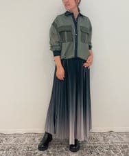 ZMHAE12120 al'aise modulation(アレーズモジュレーション) 【洗える】グラデーションプリーツスカート ブラック