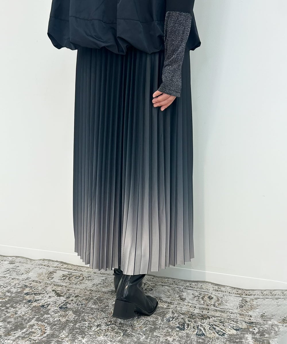 ZMHAE12120 al'aise modulation(アレーズモジュレーション) 【洗える】グラデーションプリーツスカート ブラック
