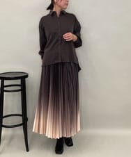 ZMHAE12120 al'aise modulation(アレーズモジュレーション) 【洗える】グラデーションプリーツスカート ブラウン