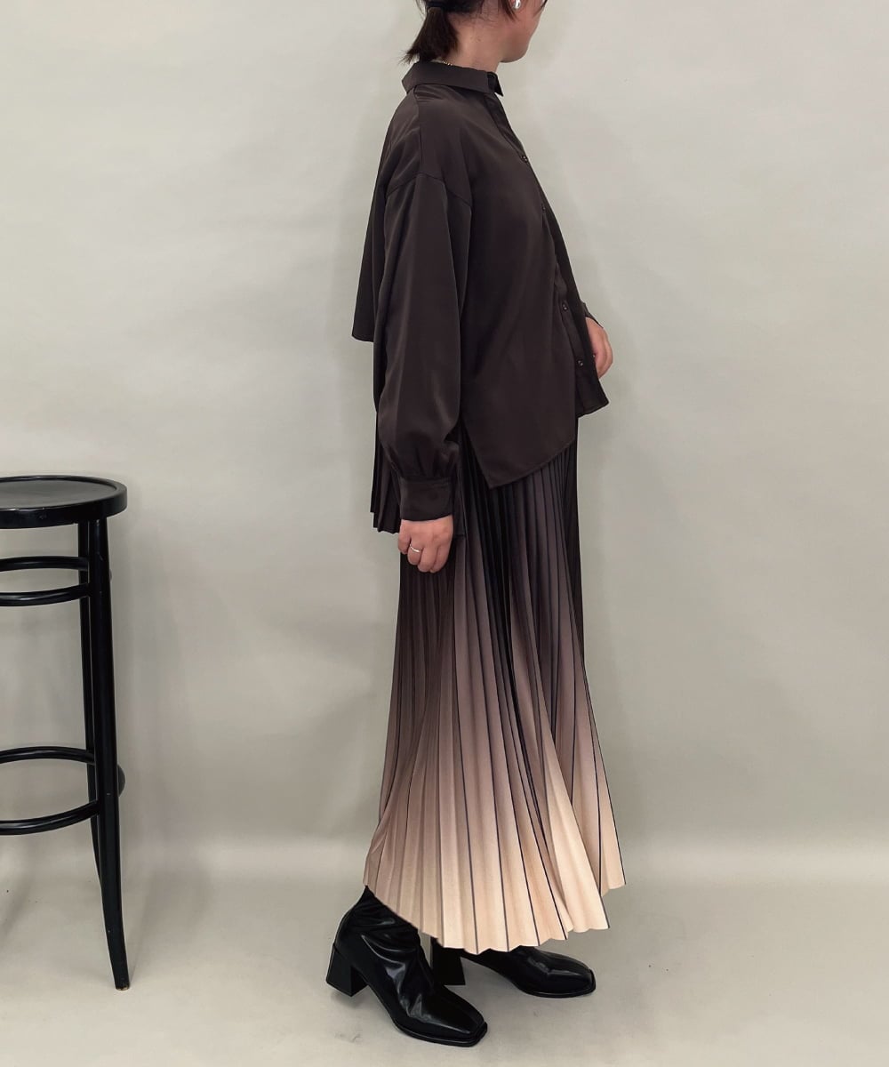 ZMHAE12120 al'aise modulation(アレーズモジュレーション) 【洗える】グラデーションプリーツスカート ブラウン