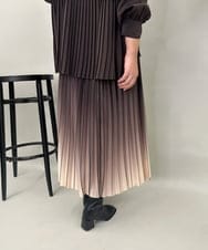 ZMHAE12120 al'aise modulation(アレーズモジュレーション) 【洗える】グラデーションプリーツスカート ブラウン