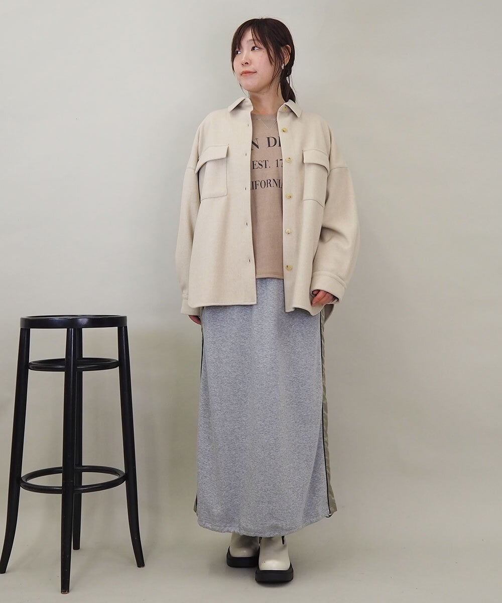 ZMHAE21120 al'aise modulation(アレーズモジュレーション) 【セットアップ対応】異素材ジョイントドロストヘムスカート グレー