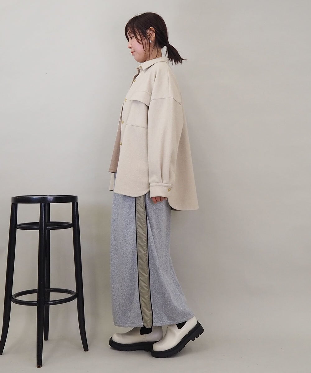 ZMHAE21120 al'aise modulation(アレーズモジュレーション) 【セットアップ対応】異素材ジョイントドロストヘムスカート グレー