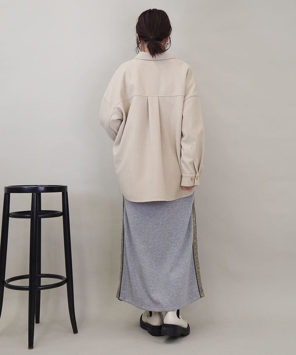 ZMHAE21120 al'aise modulation(アレーズモジュレーション) 【セットアップ対応】異素材ジョイントドロストヘムスカート グレー