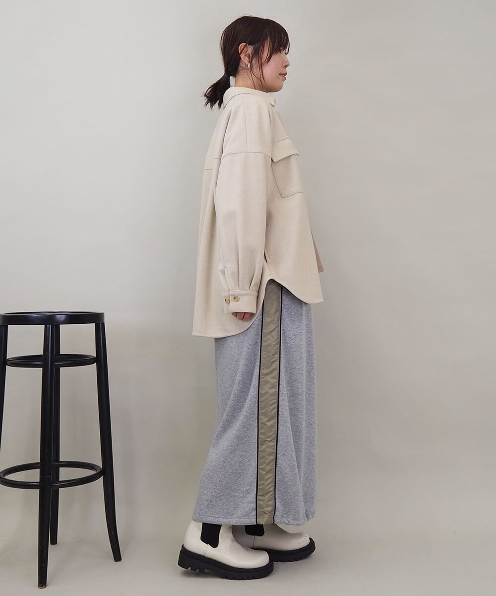 ZMHAE21120 al'aise modulation(アレーズモジュレーション) 【セットアップ対応】異素材ジョイントドロストヘムスカート グレー